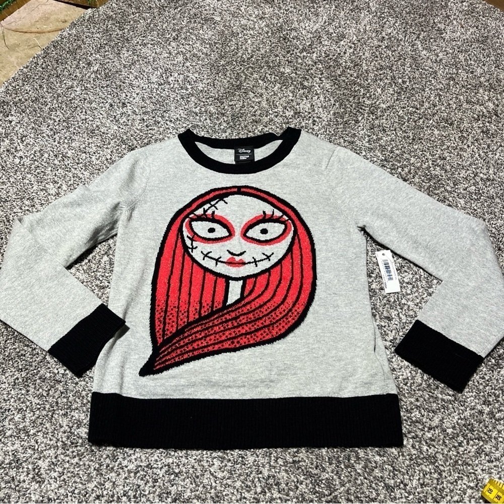 NWT Disney Essentials Spotted Zebra Nightmare Sally Cotton Sweater Girl SZ L 10